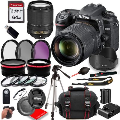 Nikon D7500 DSLR Camera with 18-140mm Lens+ Case + 64GB Memory(28pc Bundle) (Renewed)