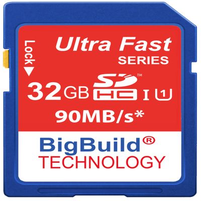 BigBuild Technology 32GB Ultra Fast SDHC 90MB/s Memory Card Compatible with Sony FDR AX43, Sony FDR AX43B Camcorder