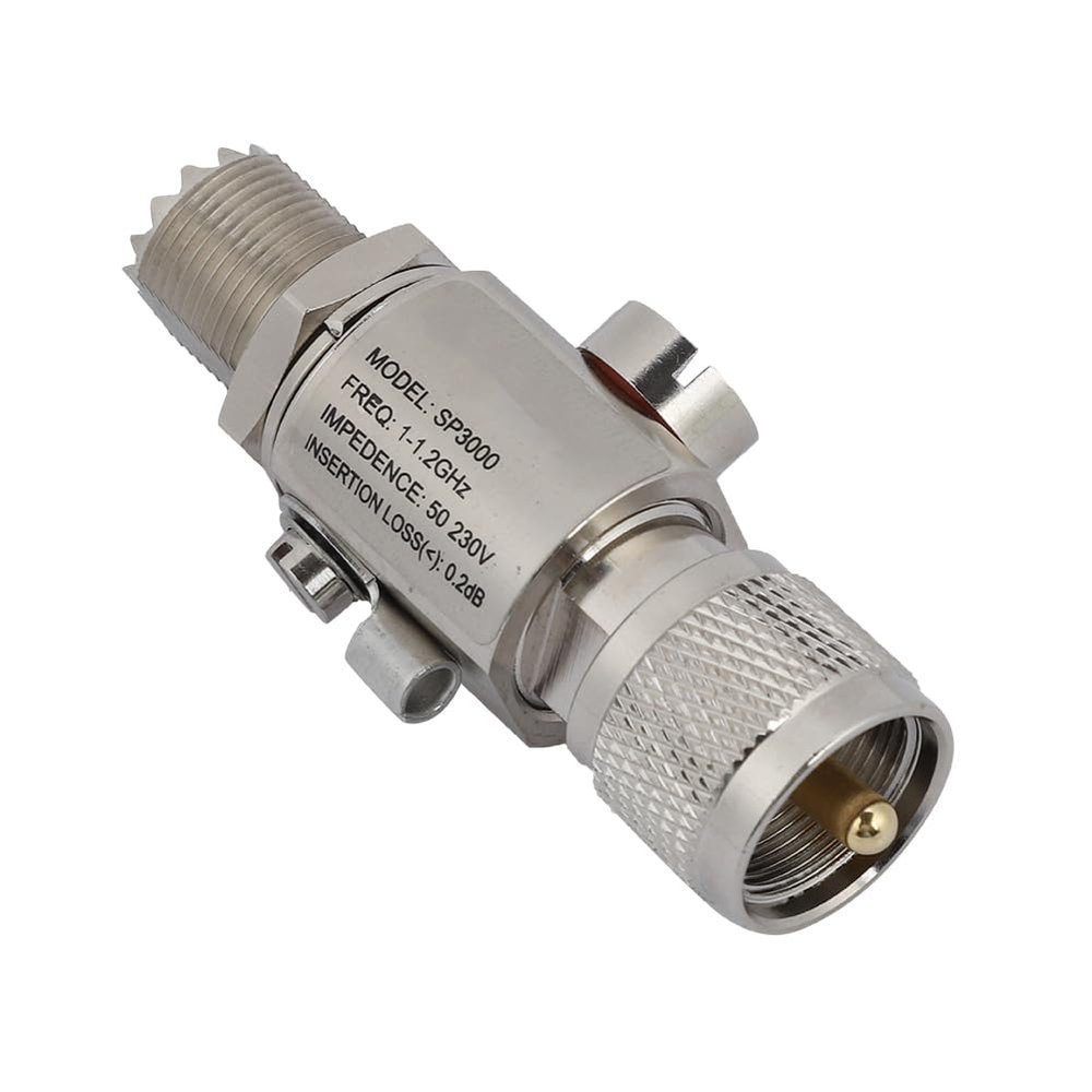 Coxial Lightning Arrestor SP3000, UHFMale to UHFFemale Ram Radio CCTV Radio Antenna Lightning Arrester, 50 Ohm Impedance & 1-1.2GHz Range