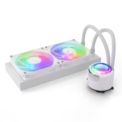 Jarn 240 White - AIO CPU Liquid Cooler - ARGB LEDs - 2X Fluid Dynamic Bearing 120mm Fans - 5 Year Warranty - 240mm Radiator, Compatible with AM4/AM5, AMD Ryzen 5 5600, 5800x3d, LGA1700/1200