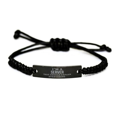 Mugart Server Rope Bracelet Gifts for Men Women, I'm a Server that Should Explain Everything, Sarcasm Server Coworker Birthday Gifts for Friend Holiday Gifts for Server
