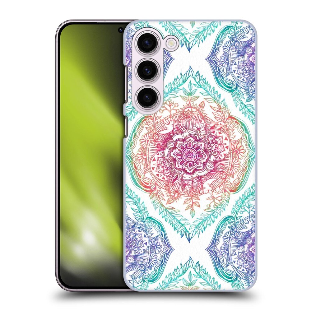 Head Case Designs Officially Licensed Micklyn Le Feuvre Indian Ink Rainbow Version Floral Patterns Hard Back Case Compatible with Samsung Galaxy S23+ 5G