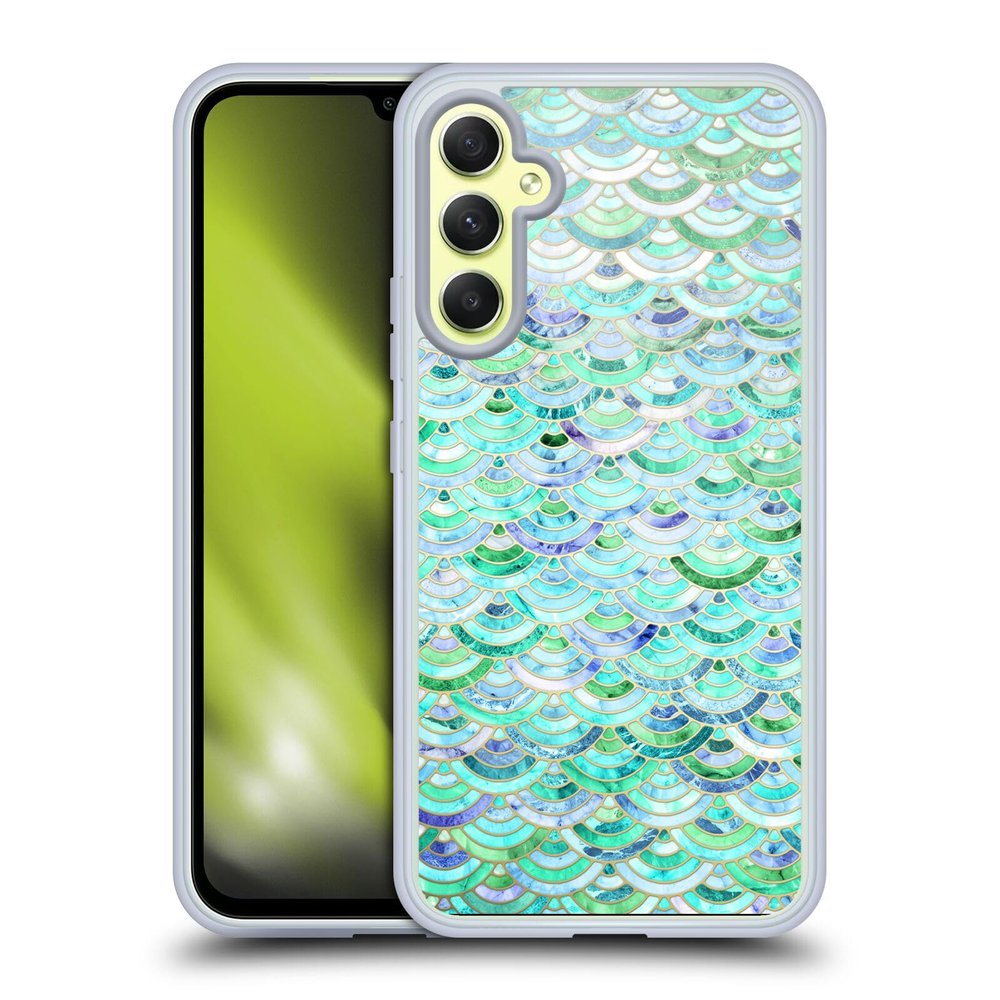 Head Case Designs Officially Licensed Micklyn Le Feuvre Mosaic in Mint Quartz and Jade Marble Patterns Gel Case [Military Grade Protection] Compatible with Samsung Galaxy A34 5G