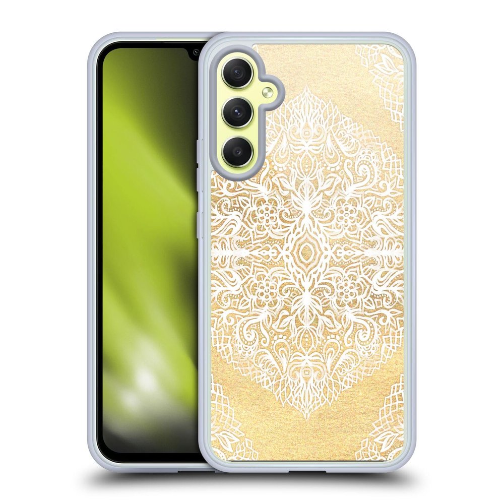Head Case Designs Officially Licensed Micklyn Le Feuvre White Gouache Floral Patterns Gel Case [Military Grade Protection] Compatible with Samsung Galaxy A34 5G
