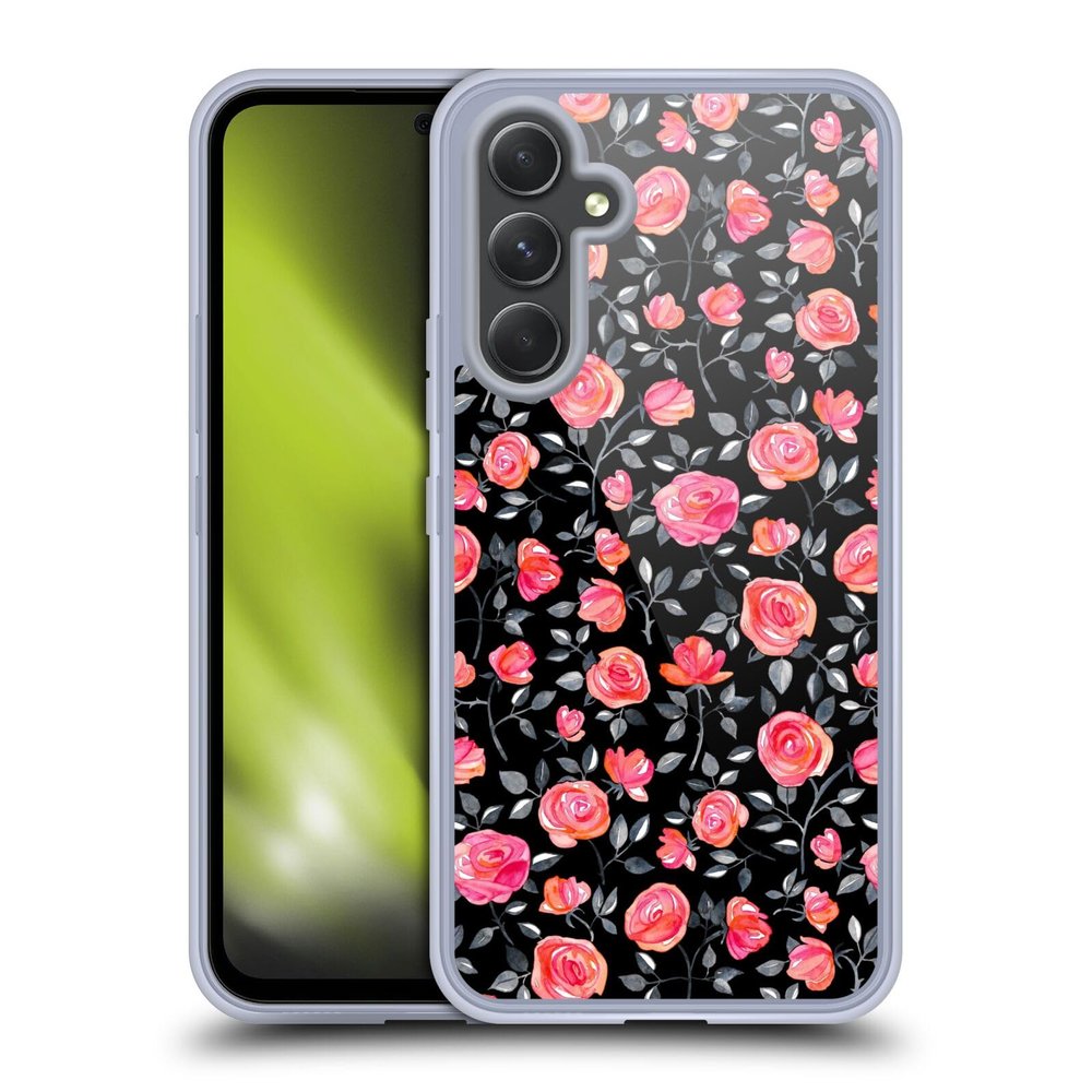 Head Case Designs Officially Licensed Micklyn Le Feuvre Roses on Black Florals Gel Case [Military Grade Protection] Compatible with Samsung Galaxy A54 5G