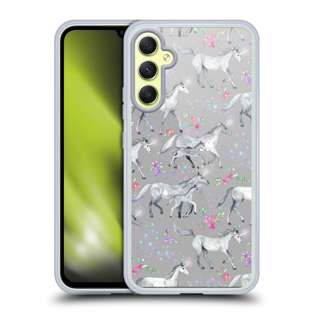Head Case Designs Officially Licensed Micklyn Le Feuvre Stars and Unicorns On Grey Wildlife Gel Case [Military Grade Protection] Compatible with Samsung Galaxy A34 5G