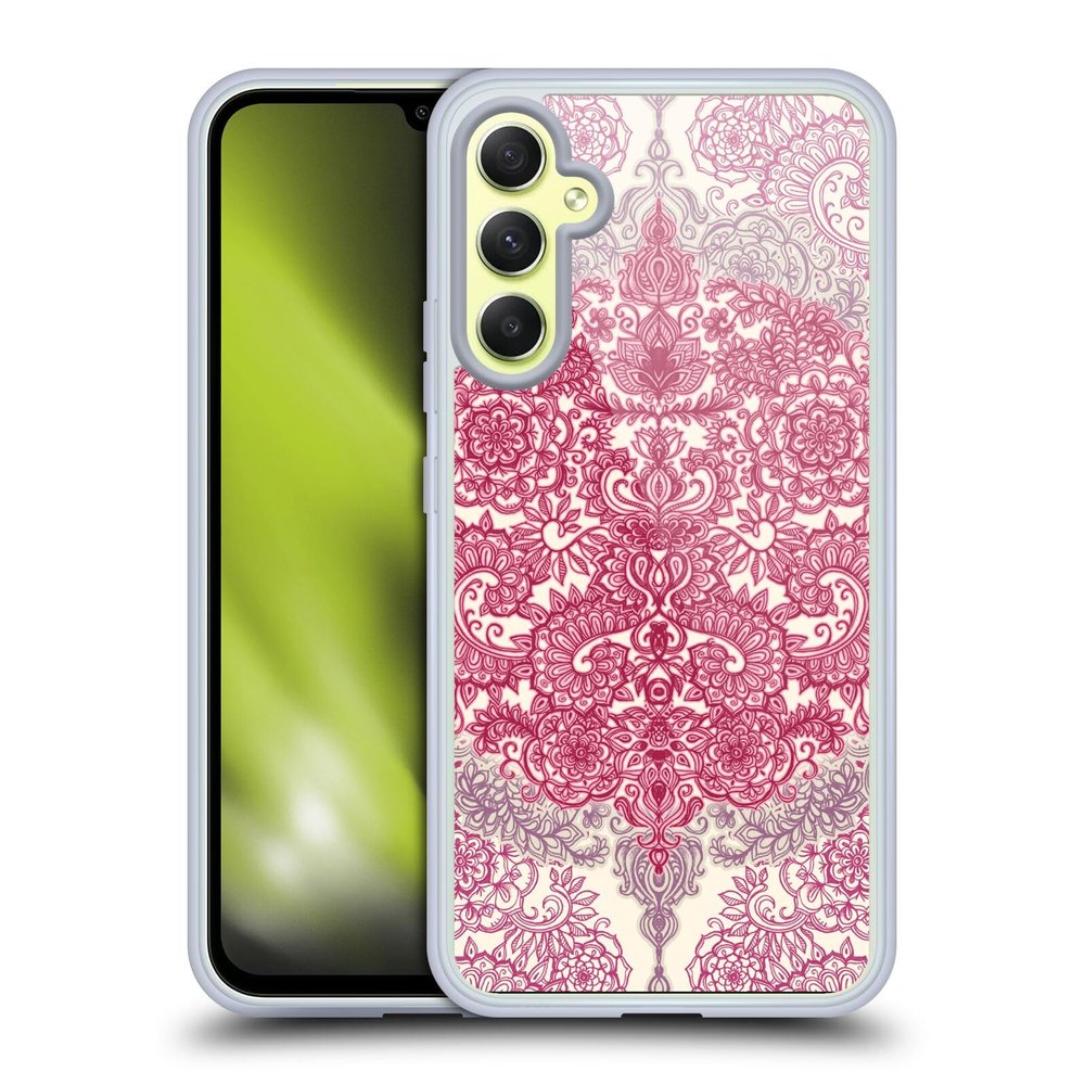 Head Case Designs Officially Licensed Micklyn Le Feuvre Berry Pink Cream and Mauve Floral Patterns Gel Case [Military Grade Protection] Compatible with Samsung Galaxy A34 5G