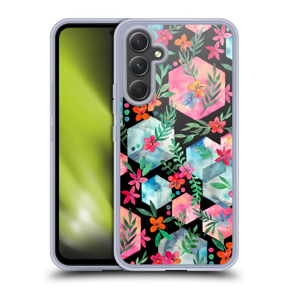 Head Case Designs Officially Licensed Micklyn Le Feuvre Hexagon Garden On Black Patterns 6 Gel Case [Military Grade Protection] Compatible with Samsung Galaxy A54 5G