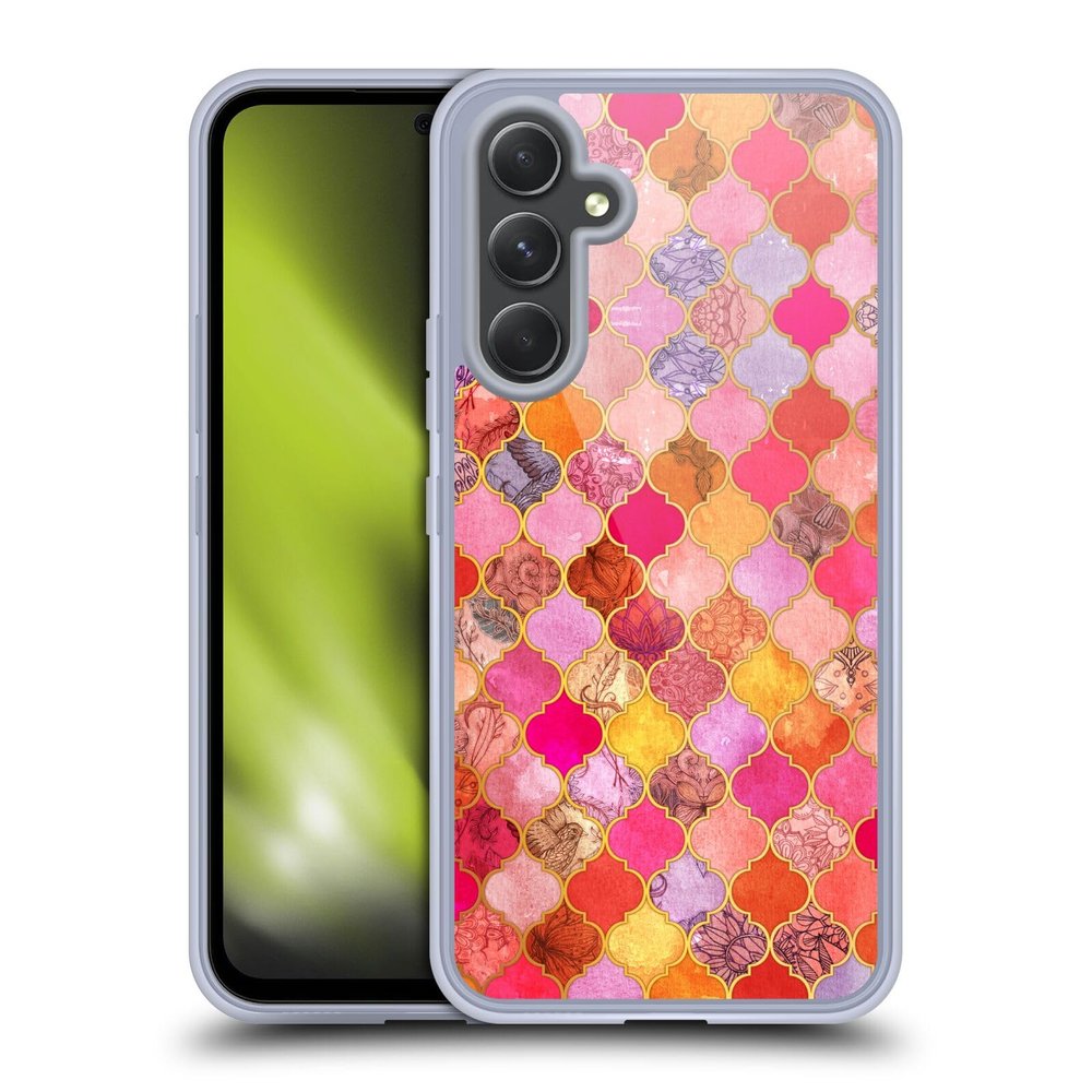 Head Case Designs Officially Licensed Micklyn Le Feuvre Hot Pink and Orange Moroccan Gel Case [Military Grade Protection] Compatible with Samsung Galaxy A54 5G