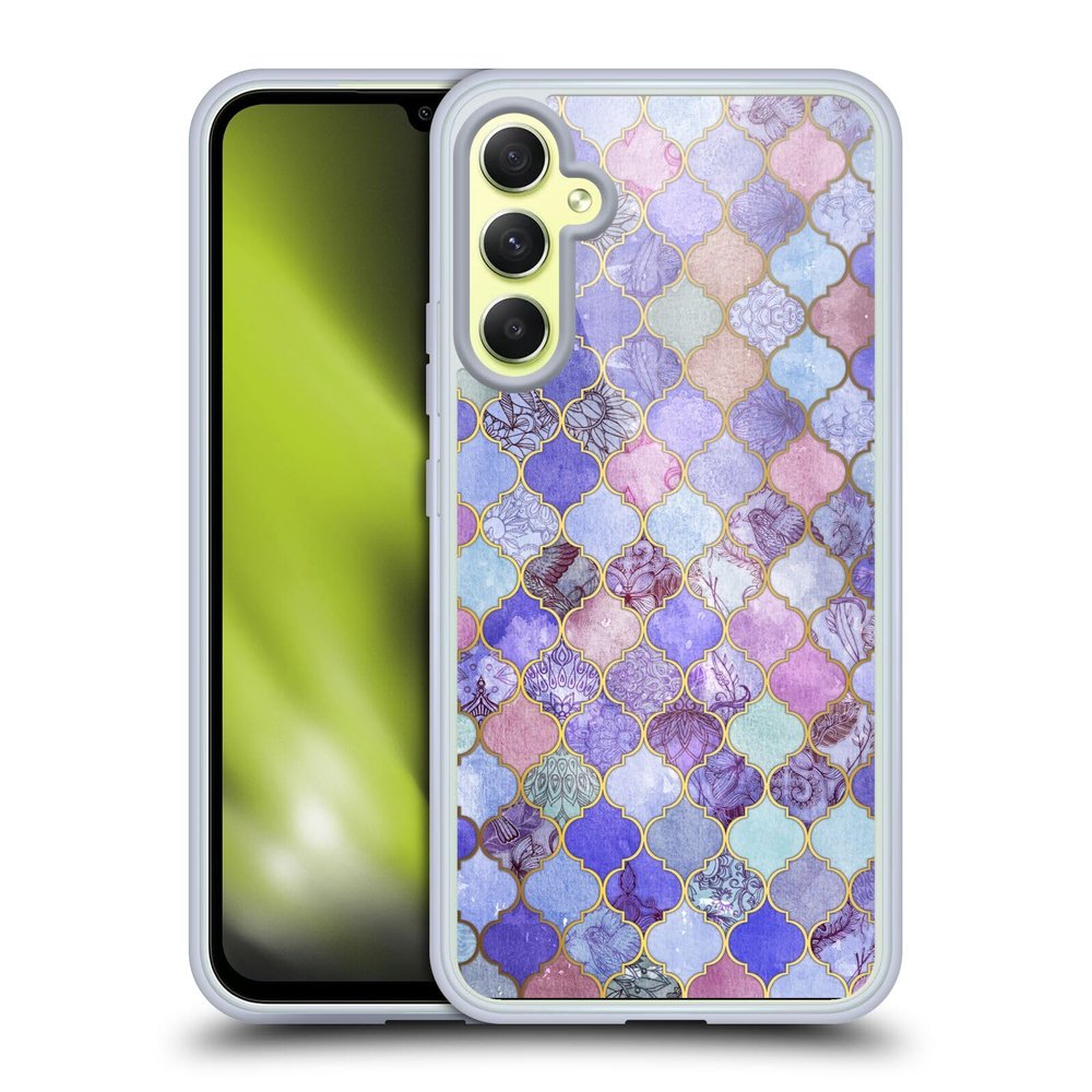 Head Case Designs Officially Licensed Micklyn Le Feuvre Decorative Purple Moroccan Gel Case [Military Grade Protection] Compatible with Samsung Galaxy A34 5G