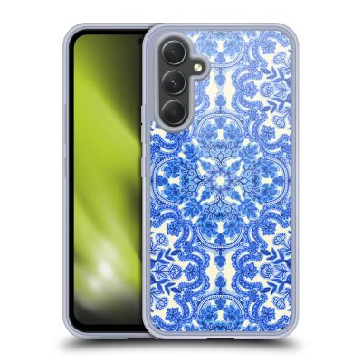 Head Case Designs Officially Licensed Micklyn Le Feuvre Cobalt Blue and White Floral Patterns Gel Case [Military Grade Protection] Compatible with Samsung Galaxy A54 5G