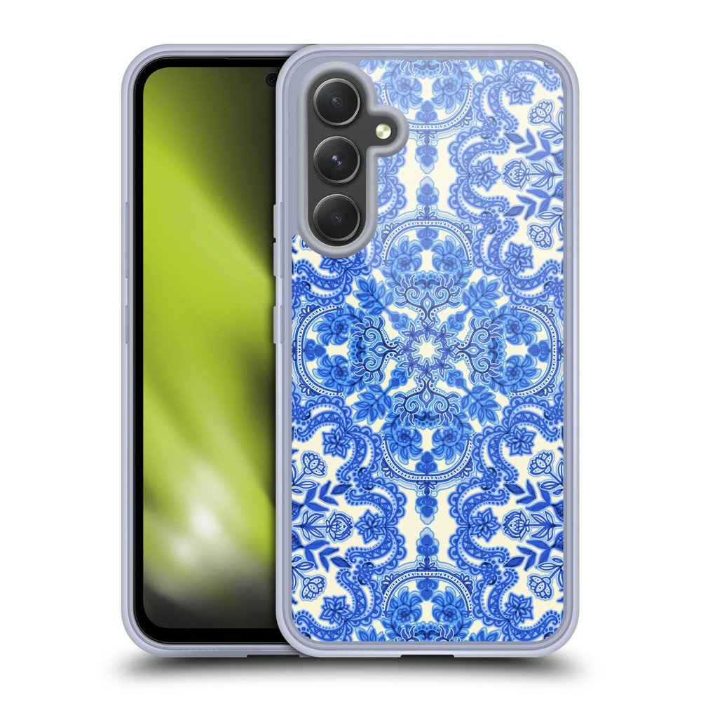 Head Case Designs Officially Licensed Micklyn Le Feuvre Cobalt Blue and White Floral Patterns Gel Case [Military Grade Protection] Compatible with Samsung Galaxy A54 5G