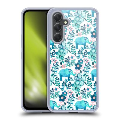Head Case Designs Officially Licensed Micklyn Le Feuvre Dusty Pink White and Teal Elephant Patterns 2 Gel Case [Military Grade Protection] Compatible with Samsung Galaxy A54 5G