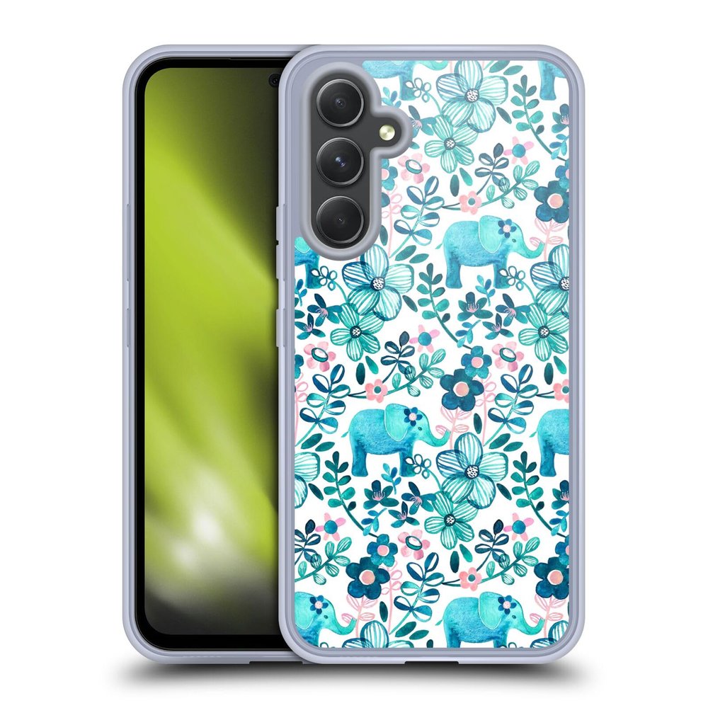 Head Case Designs Officially Licensed Micklyn Le Feuvre Dusty Pink White and Teal Elephant Patterns 2 Gel Case [Military Grade Protection] Compatible with Samsung Galaxy A54 5G