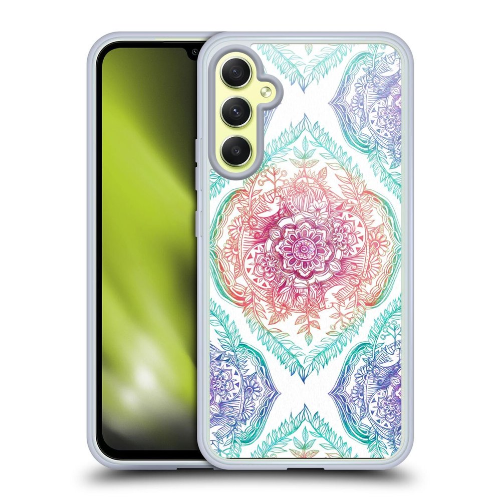 Head Case Designs Officially Licensed Micklyn Le Feuvre Indian Ink Rainbow Version Floral Patterns Gel Case [Military Grade Protection] Compatible with Samsung Galaxy A34 5G