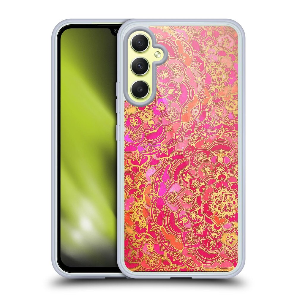 Head Case Designs Officially Licensed Micklyn Le Feuvre Hot Pink Gold and Orange Mandala Gel Case [Military Grade Protection] Compatible with Samsung Galaxy A34 5G