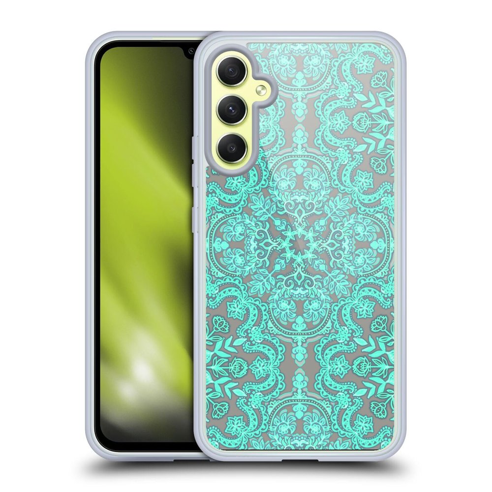 Head Case Designs Officially Licensed Micklyn Le Feuvre Mint Green and Grey Floral Patterns Gel Case [Military Grade Protection] Compatible with Samsung Galaxy A34 5G