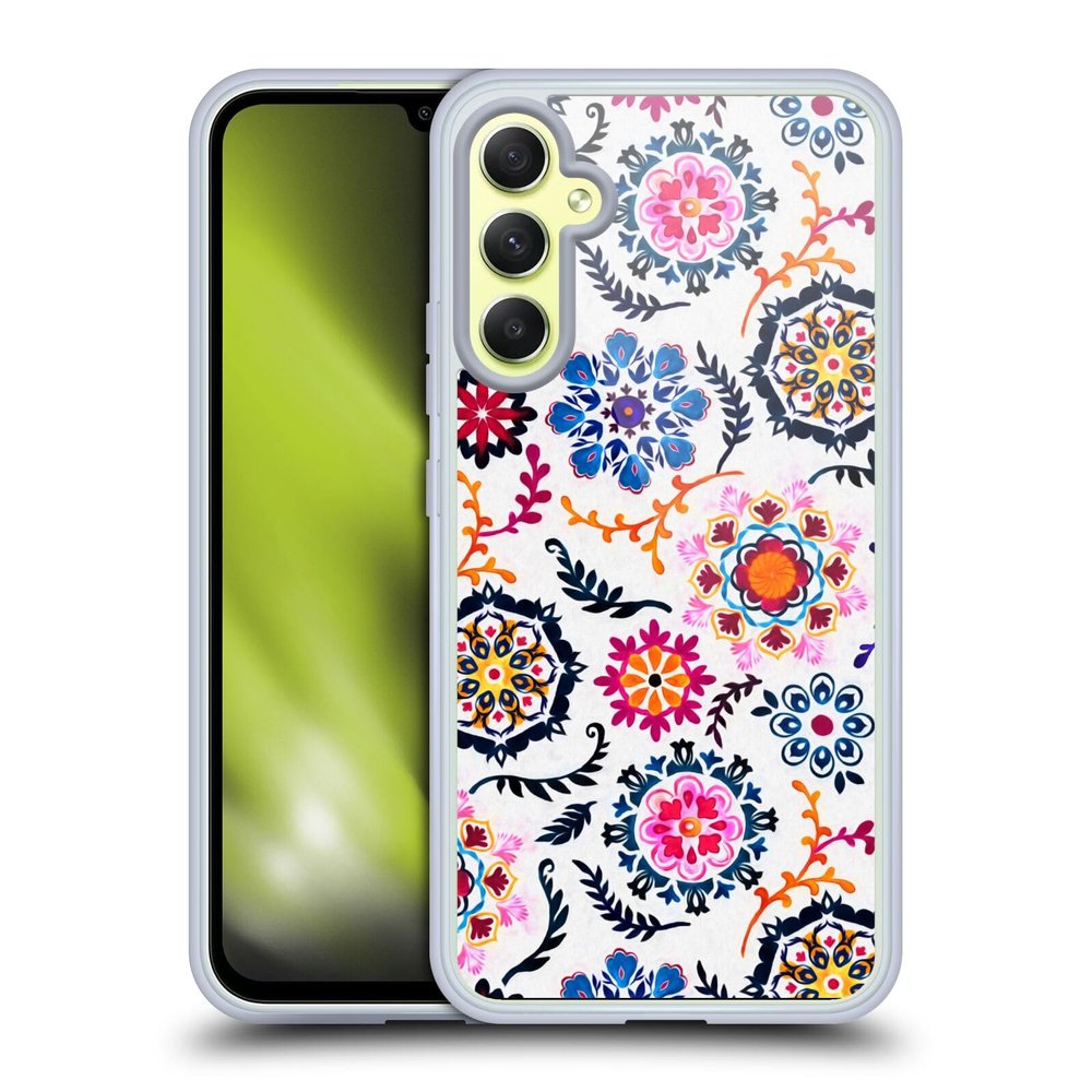 Head Case Designs Officially Licensed Micklyn Le Feuvre Happy Colour Suzani Inspired Pattern Florals 2 Gel Case [Military Grade Protection] Compatible with Samsung Galaxy A34 5G