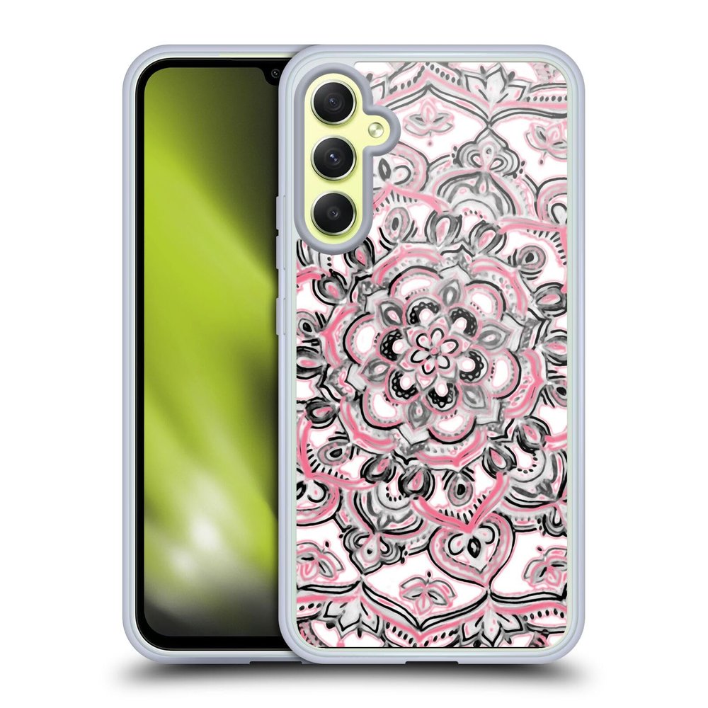 Head Case Designs Officially Licensed Micklyn Le Feuvre Monochrome and Pink Floral Patterns Gel Case [Military Grade Protection] Compatible with Samsung Galaxy A34 5G