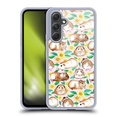 Head Case Designs Officially Licensed Micklyn Le Feuvre Guinea Pigs and Daisies in Watercolour On Pink Patterns 2 Gel Case [Military Grade Protection] Compatible with Samsung Galaxy A54 5G