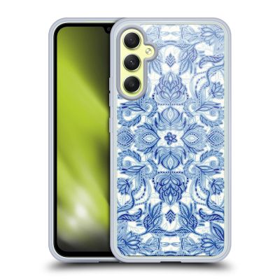 Head Case Designs Officially Licensed Micklyn Le Feuvre Denim Blues Floral Patterns Gel Case [Military Grade Protection] Compatible with Samsung Galaxy A34 5G