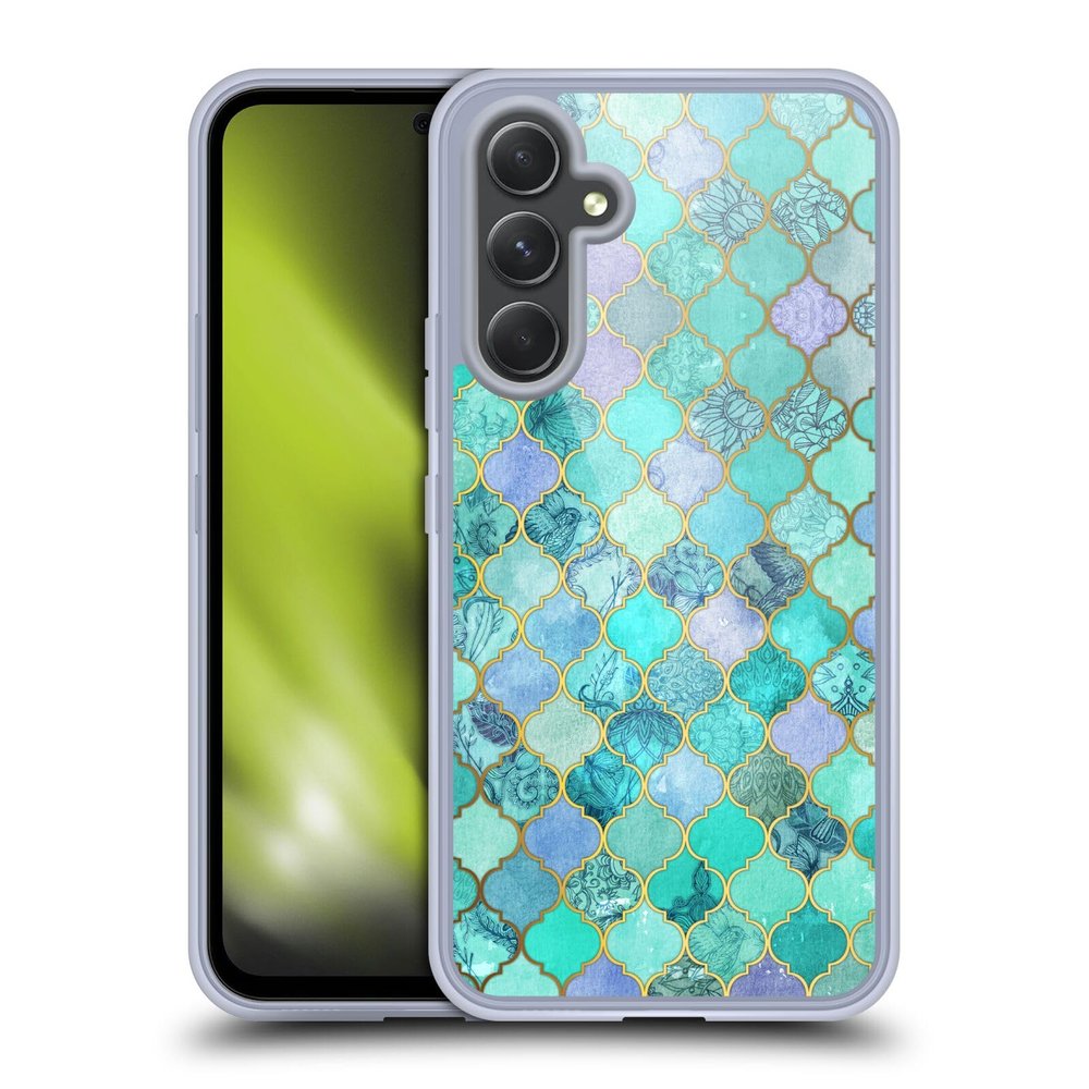 Head Case Designs Officially Licensed Micklyn Le Feuvre Mint Green Moroccan Gel Case [Military Grade Protection] Compatible with Samsung Galaxy A54 5G