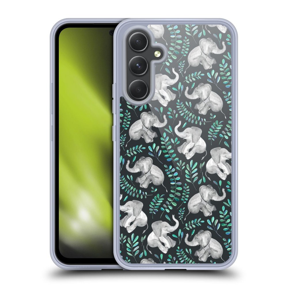 Head Case Designs Officially Licensed Micklyn Le Feuvre Little Laughing Elephants in Turquoise and Grey Wildlife Gel Case [Military Grade Protection] Compatible with Samsung Galaxy A54 5G