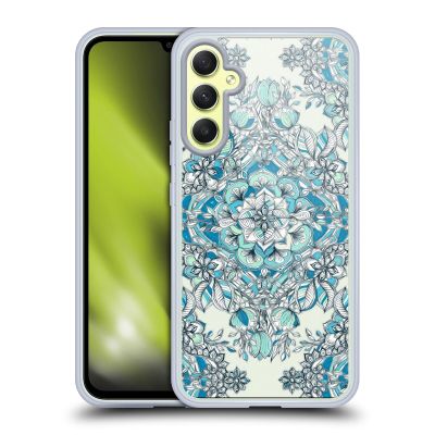 Head Case Designs Officially Licensed Micklyn Le Feuvre Diamond Doodle in Teal and Tuquoise Floral Patterns Gel Case [Military Grade Protection] Compatible with Samsung Galaxy A34 5G