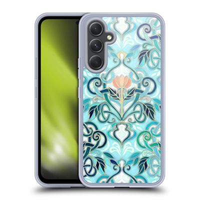 Head Case Designs Officially Licensed Micklyn Le Feuvre Ocean Aqua Art Nouveau with Peach Flowers Patterns 2 Gel Case [Military Grade Protection] Compatible with Samsung Galaxy A54 5G