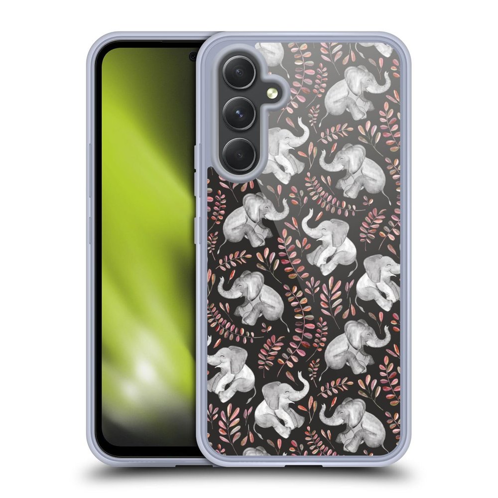 Head Case Designs Officially Licensed Micklyn Le Feuvre Little Laughing Elephants in Coral and Grey Wildlife Gel Case [Military Grade Protection] Compatible with Samsung Galaxy A54 5G