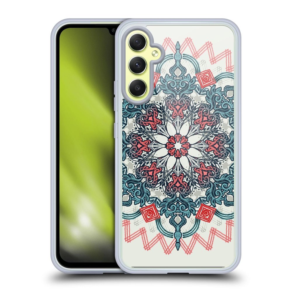 Head Case Designs Officially Licensed Micklyn Le Feuvre Coral and Teal Tangle Medallion Mandala 3 Gel Case [Military Grade Protection] Compatible with Samsung Galaxy A34 5G