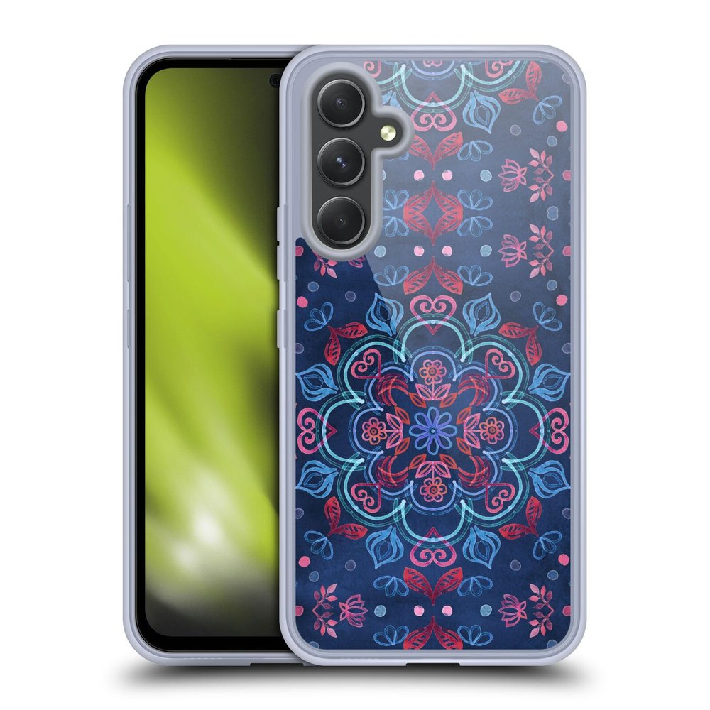 Head Case Designs Officially Licensed Micklyn Le Feuvre Cherry Red and Navy Blue Mandala Gel Case [Military Grade Protection] Compatible with Samsung Galaxy A54 5G