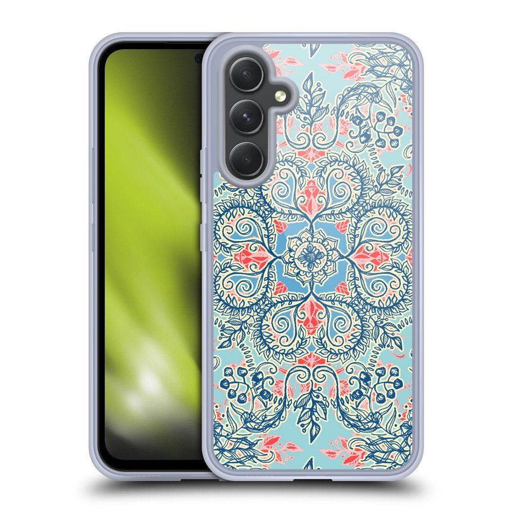 Head Case Designs Officially Licensed Micklyn Le Feuvre Red and Blue Floral Patterns Gel Case [Military Grade Protection] Compatible with Samsung Galaxy A54 5G