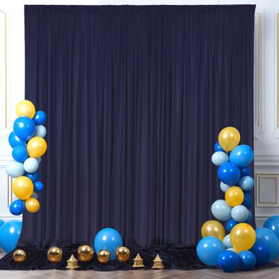 10ft x 10ft Navy Blue Backdrop Curtains for Parties Weddings, Wrinkle Free Silky Polyester Fabric Photo Backdrop Drapes, 2 Panels 5X 10 ft Navy Backfrounds Cloth for Birthday Graduation Photography