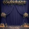 10ft x 10ft Navy Blue Backdrop Curtains for Parties Weddings, Wrinkle Free Silky Polyester Fabric Photo Backdrop Drapes, 2 Panels 5X 10 ft Navy Backfrounds Cloth for Birthday Graduation Photography view 2