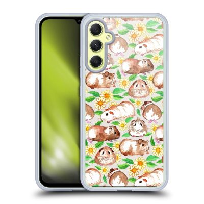 Head Case Designs Officially Licensed Micklyn Le Feuvre Guinea Pigs and Daisies in Watercolour On Tan Patterns 2 Gel Case [Military Grade Protection] Compatible with Samsung Galaxy A34 5G