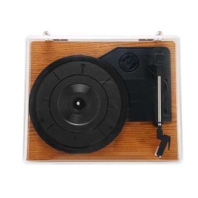 Obetuens Brown Wood Gr in V5.0 BT Record Pl yer, 3 Speed Retro Record Pl yer, Wirel Record Pl yer with Cover for Christm s Present s to Your F mily or Friends