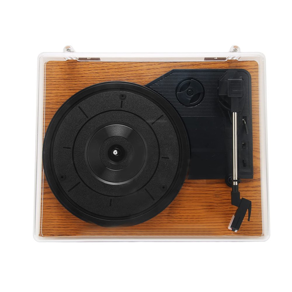 Obetuens Brown Wood Gr in V5.0 BT Record Pl yer, 3 Speed Retro Record Pl yer, Wirel Record Pl yer with Cover for Christm s Present s to Your F mily or Friends