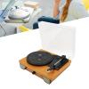 Obetuens Brown Wood Gr in V5.0 BT Record Pl yer, 3 Speed Retro Record Pl yer, Wirel Record Pl yer with Cover for Christm s Present s to Your F mily or Friends view 4