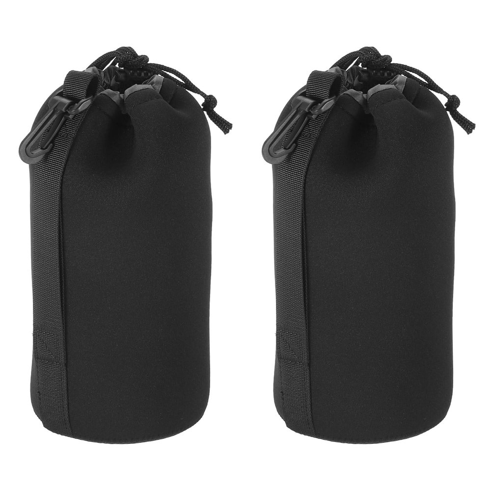 PATIKIL Camera Lens Bag, 2x 3.5" IDx9.8 H Neoprene Lens Pouch with Thick Protective Lenses for DSLR, Black