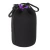 PATIKIL Camera Lens Bag, 3.5" IDx7.1 H Drawstring Lens Pouch with Thick Protective Neoprene, Lens Case for DSLR Camera Lens, Water Coffee Cups, Black, Purple view 1