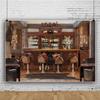 12x10ft Vinyl Western Tavern Backdrop Cowboy Wooden Counter Tables Chairs Rustic Old Bar Interior Scene Photography Background Baby Shower Birthday Party Decor Banner Backdrop Photo Studio Props view 1