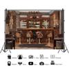 12x10ft Vinyl Western Tavern Backdrop Cowboy Wooden Counter Tables Chairs Rustic Old Bar Interior Scene Photography Background Baby Shower Birthday Party Decor Banner Backdrop Photo Studio Props view 2