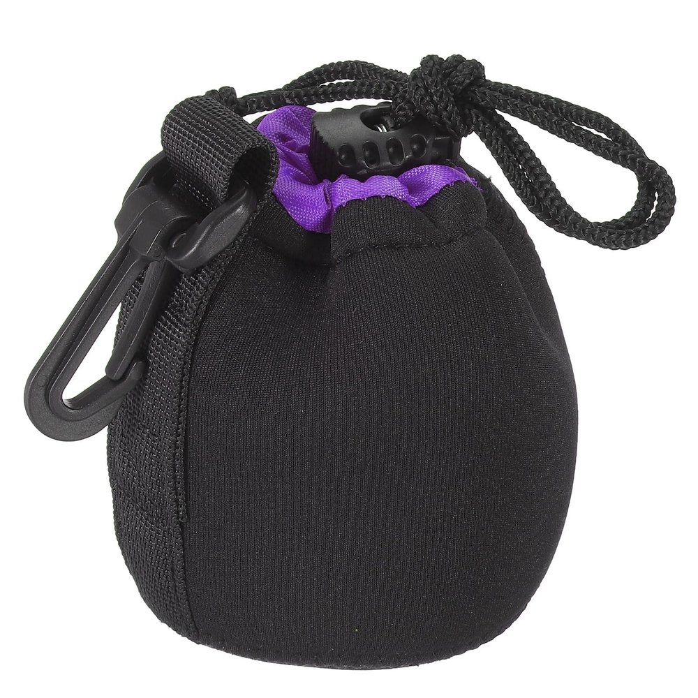 PATIKIL Camera Lens Bag, 2.8" IDx3.9 H Drawstring Lens Pouch with Thick Protective Neoprene, Lens Case for DSLR Camera Lens, Water Coffee Cups, Black, Purple