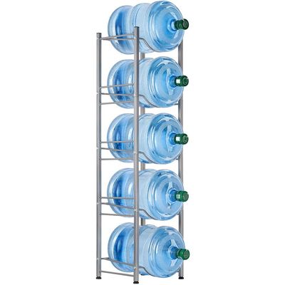MOOACE 5 Gallon Water Bottle Holder, 3 Tier Water Jug Rack, Water Jug Holder Rack for 5 Gal Water Bottle, Heavy Duty Detachable 5 Gallon Water Jug Stand for 5 Bottles, Silver