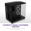 NZXT H6 Flow RGB Mid-Tower Airflow Case with 3 RGB Fans, Panoramic Glass Panels, Cable Management - Black view 3