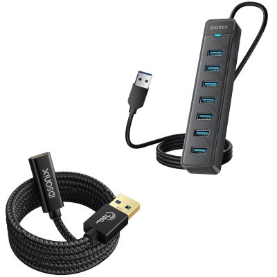 7 Prots USB Hub 3.0 1.64Ft & USB C Female to USB Male Adapter