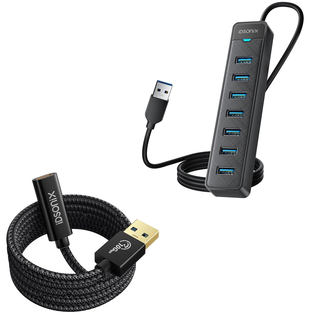7 Prots USB Hub 3.0 1.64Ft & USB C Female to USB Male Adapter