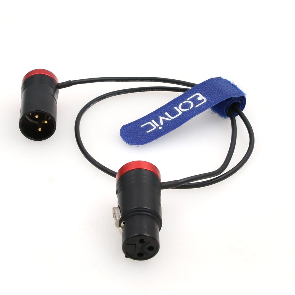 Eonvic Low Profile 3 Pin XLR Female to 3 Pin XLR Male Adjustable Angle Cable for Sound Devices 633 688 788T 302 552 Zaxcom Zoom Audio Recorder Canon XF-605 Camcorder (Red)