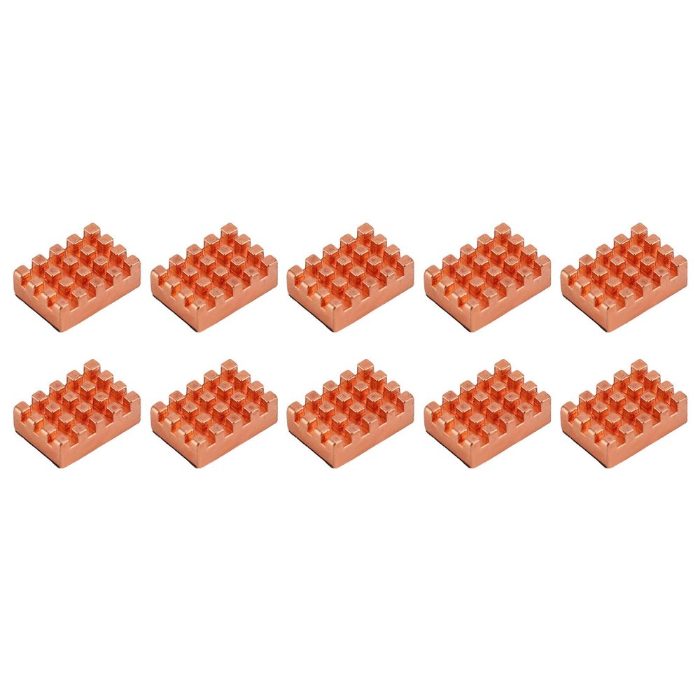 10 Pieces CPU Heat Sinks Cooling Copper Heatsinks with Thermal Adhesive Tape for Amplifiers, Power Supplies, Modules, Motherboards